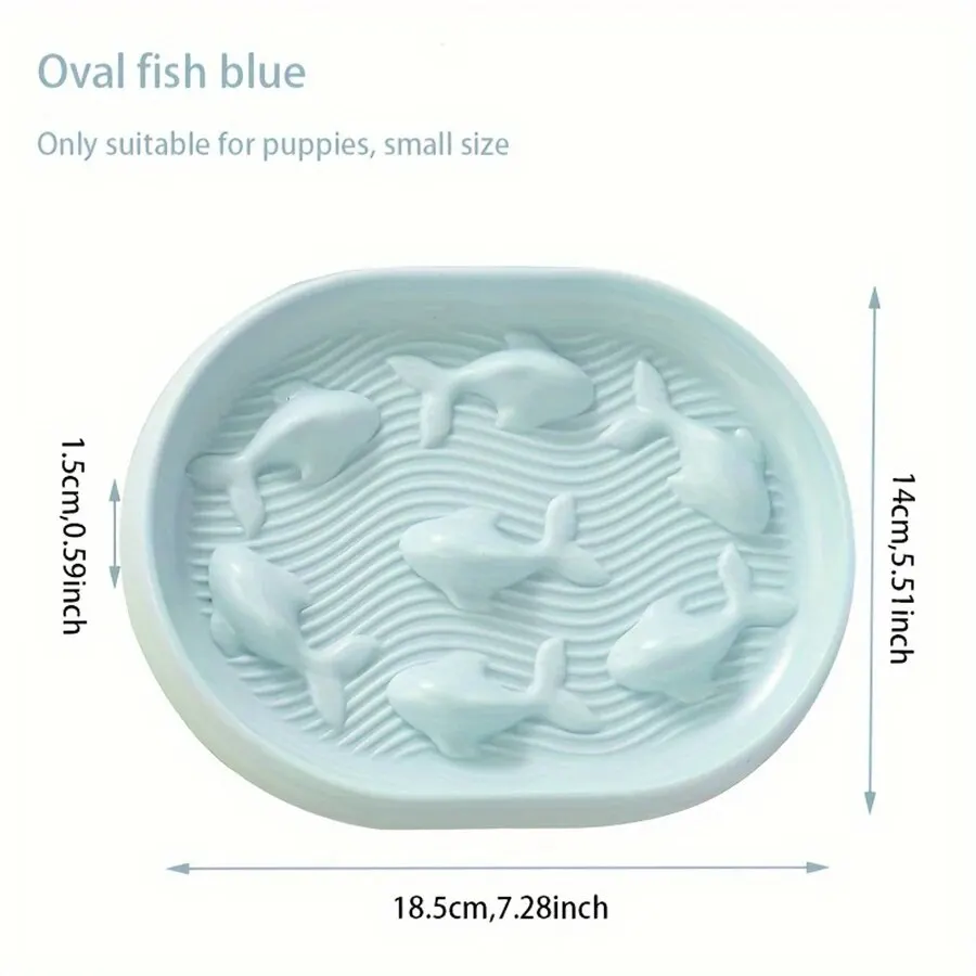 Oval Fish Shaped Cat Slow Food Bowl Plastic