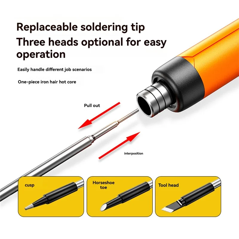 

【Hot Cake】Cordless USB Digital Soldering Iron Adjustable Temperature 300-450℃ Type-C Intelligent Solder Welding Iron Tool