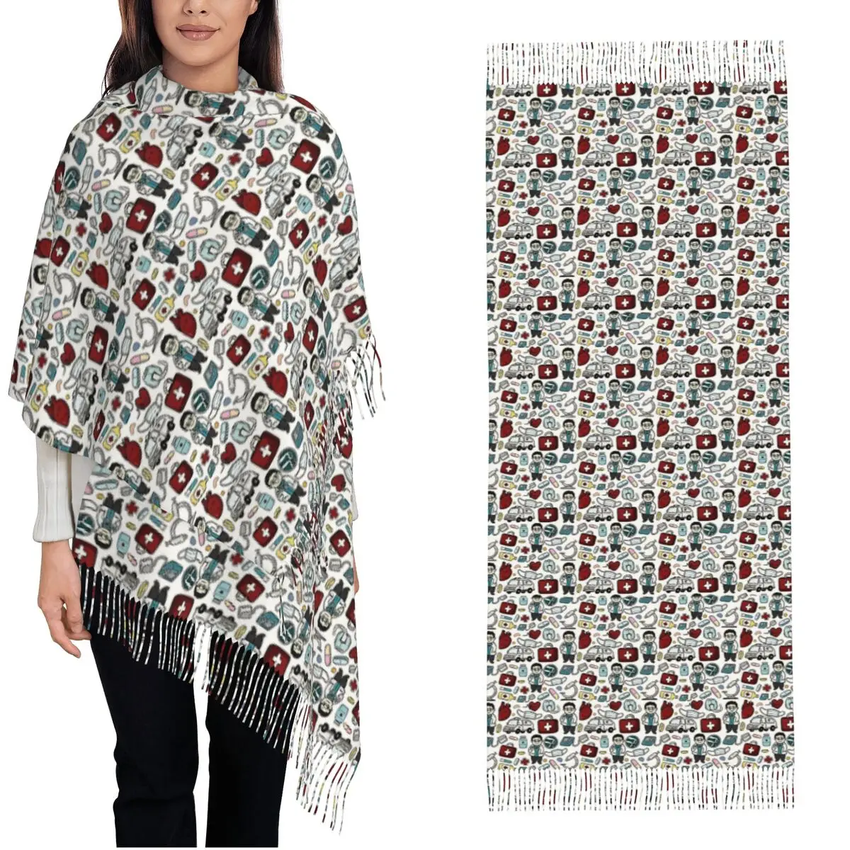 

Медицинский шарф для здоровья и основных работников, мужские и женские платки на голову с длинной кисточкой, осенние роскошные шали Wrpas, новый Bufanda Mujer