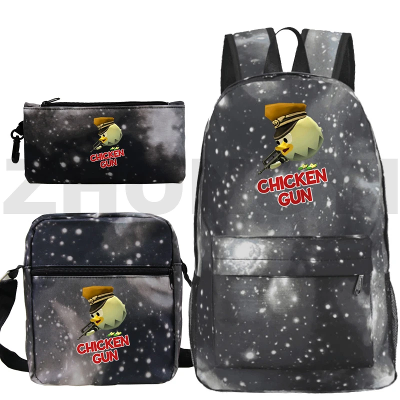 

Chicken Gun Backpack for School Teenager Girl 3 in 1 Set Anime Chicken Gun Primary High School Bags Canvas Backpack Men Bookbag