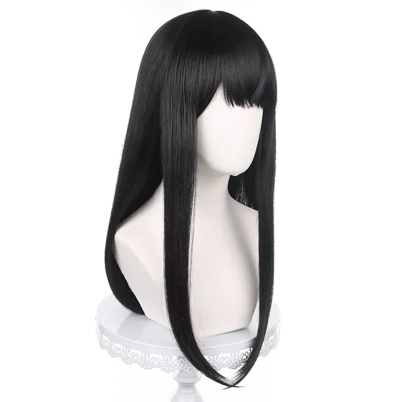 Anime Mitaka Asa noir longue perruque droite Cosplay tronçonneuse homme femme Costume résistant à la chaleur perruque de cheveux pour la fête Halloween