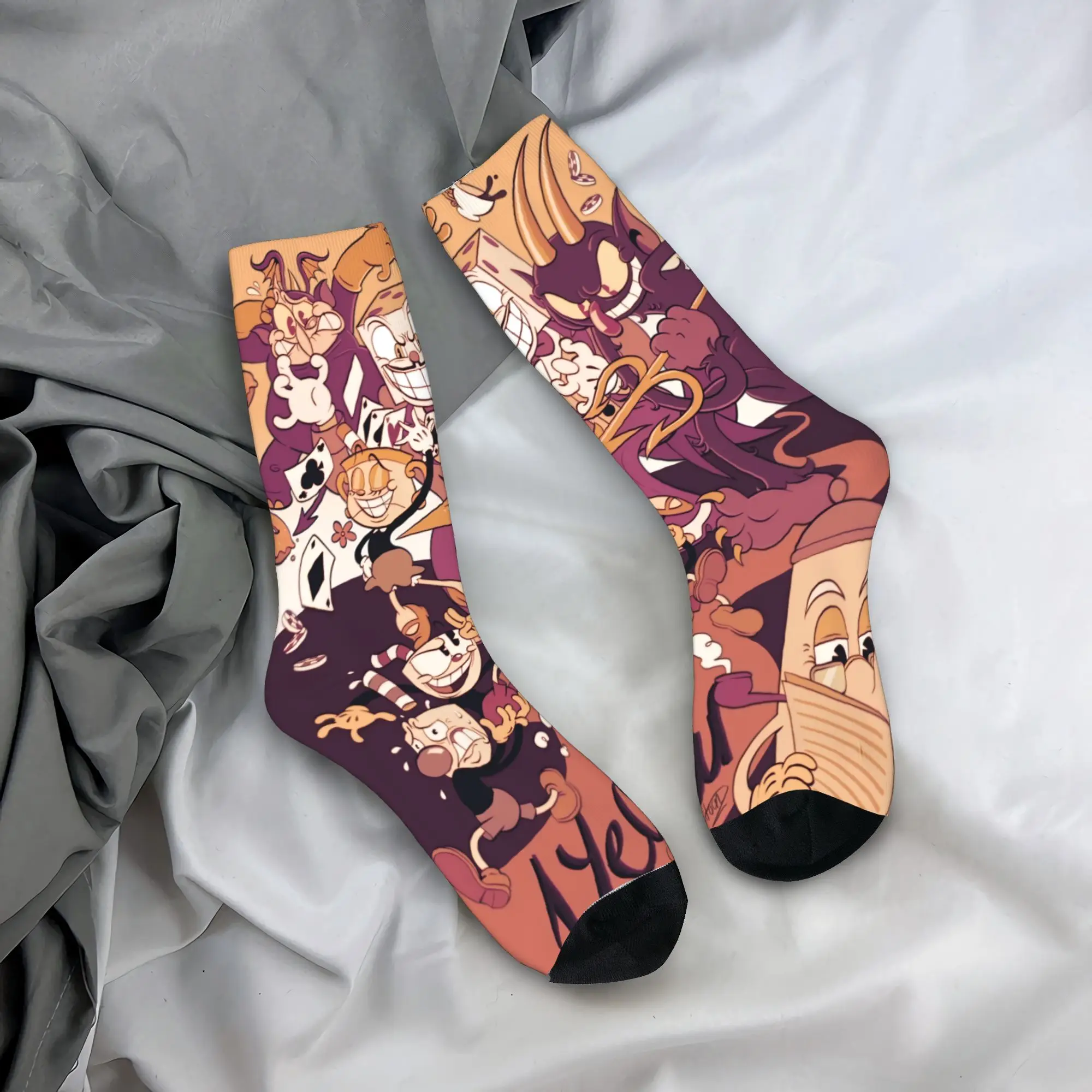 Unisex Game C-Cuphead Socks Soft Fashion  Socks Harajuku Stuff Middle Tube Stockings Best Gift Idea