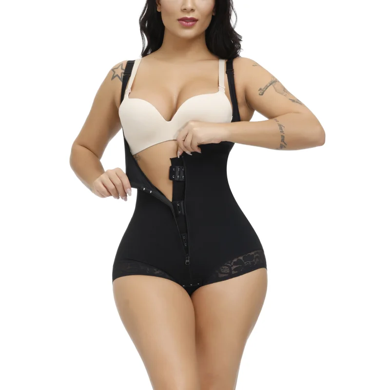 Fajas Abdominal control Compression Waist Trainer Shapewear Open Bust Sexy Lace Butt Lifter Flat Belly Bodysuit