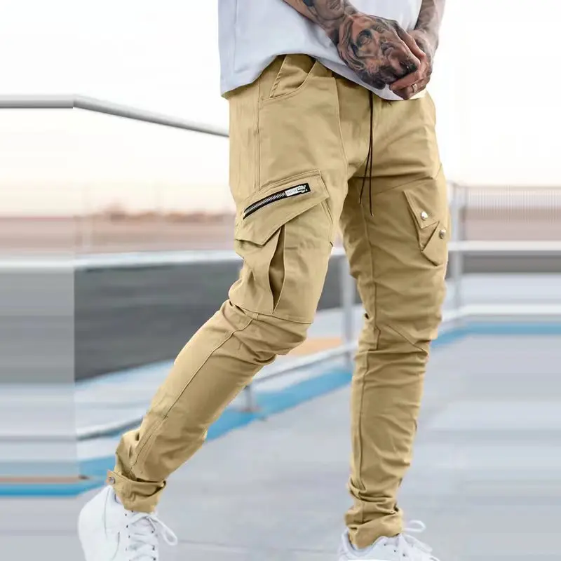 Pantalones Cargo deportivos para hombre, pantalón informal holgado de talla grande, tejido recto, con múltiples bolsillos, Europa y América, 2023