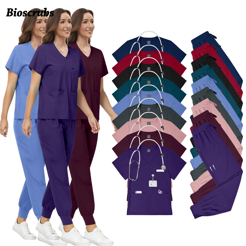 

Wholesale Quick-dry Scrubs Set Unisex Medical Surgical Uniforms Hospital Nursing Workwear Women Men Pharmacy Clinic Work Clothes