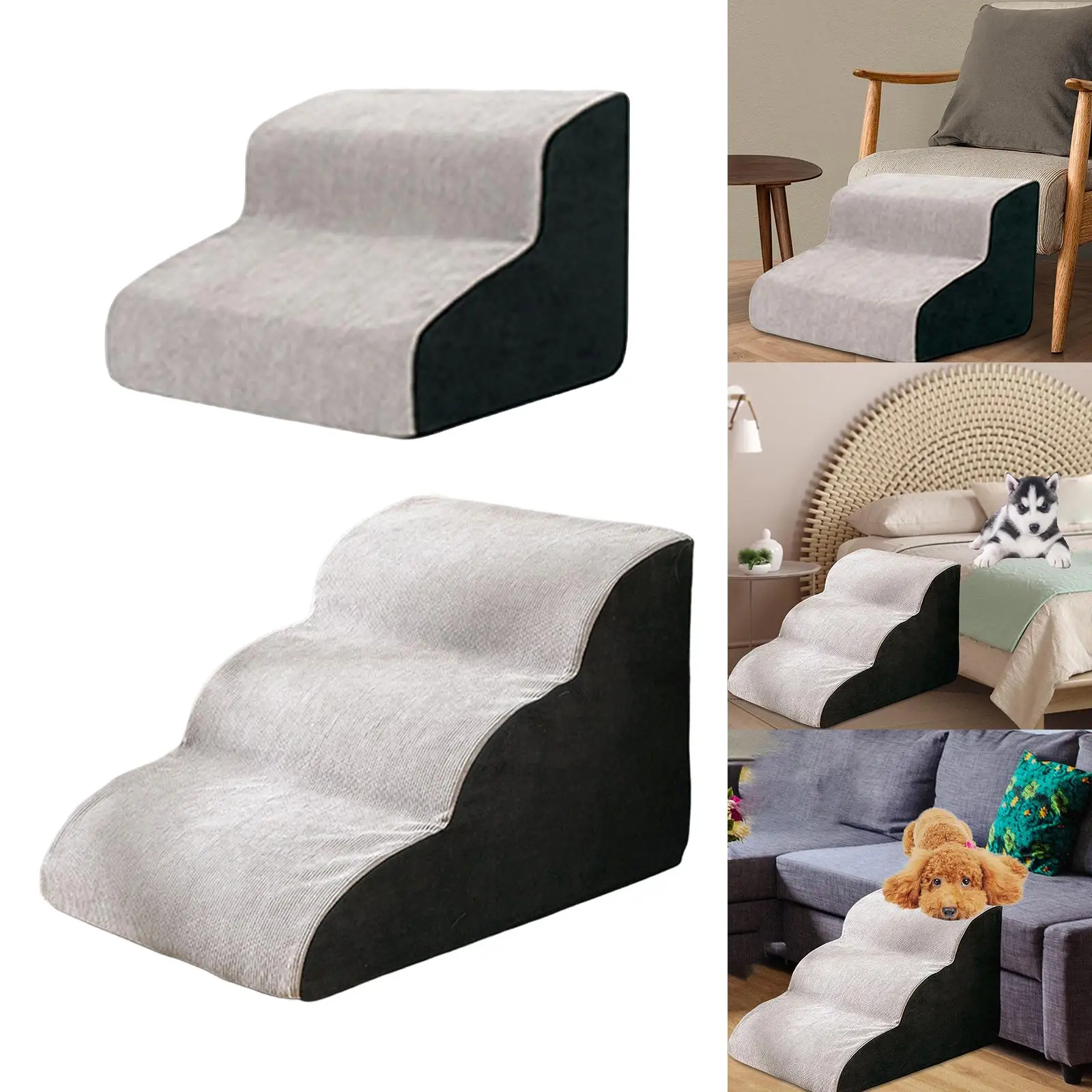 Soft Pet Dog Stairs Ladder Ramp Non Slip Puppy Removable Climbing Stairs Step Sofa Indoor Bed