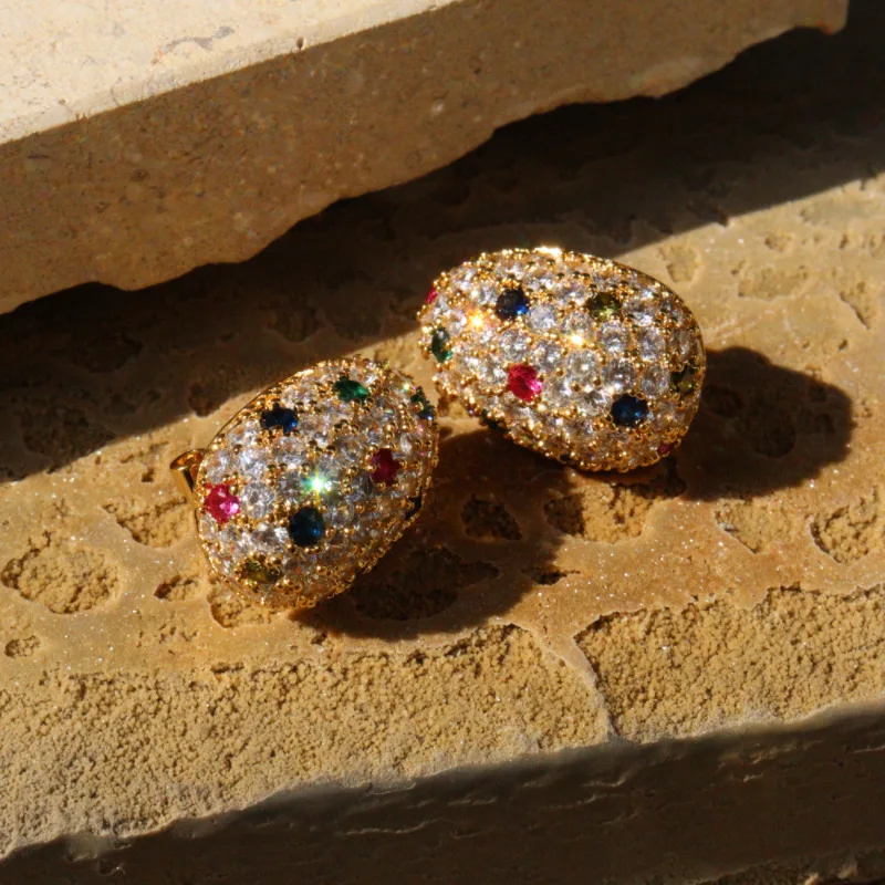 

Vintage court classic sparkling zircon ball stud earrings for women