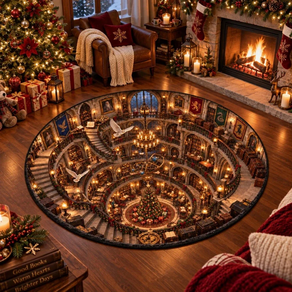 Christmas Snowman doormat Christmas Castle Circle Rug Ice Crystal Palace Rug Elegant Living Room Bedroom Luxury Home Floor Mat