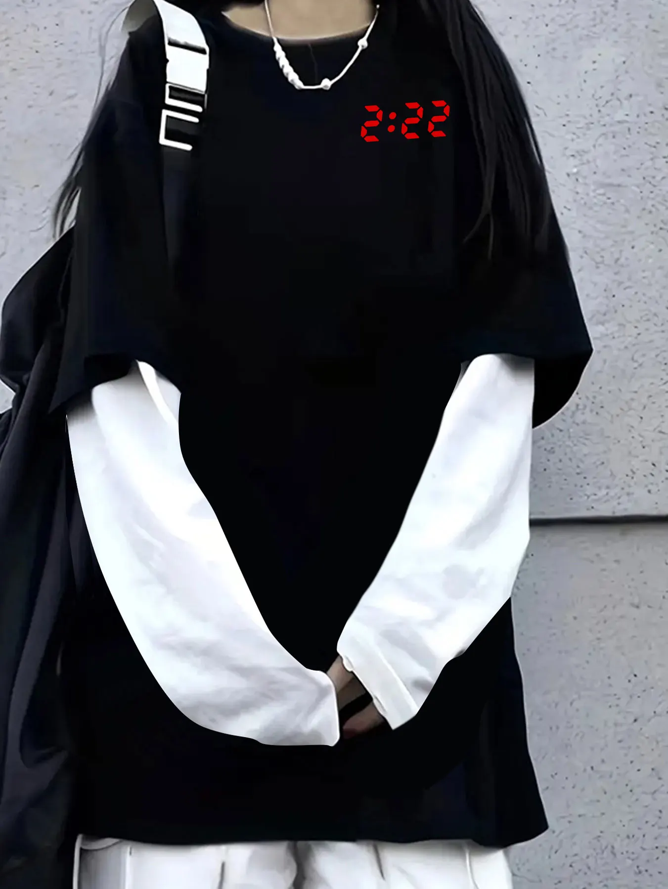 

Искусственные двухсекционные футболки с длинными рукавами, женская футболка, винтажная одежда, одежда Y2k, женская одежда, рубашки для женщин, гот