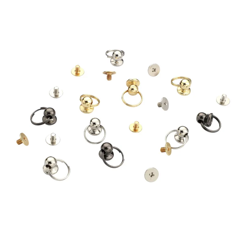

20pcs Metal Round Head Rivet Studs With Pull Ring For DIY Wallet Phone Case Leather Handbags Accesories Making Supplies Charms