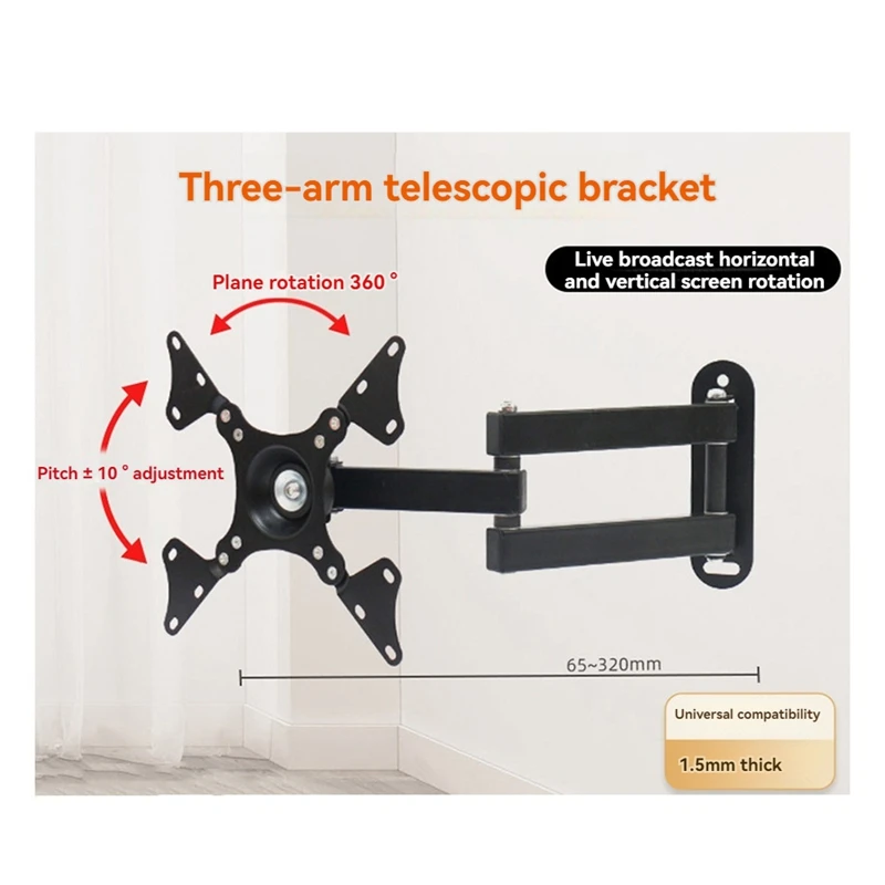 Universal Adjustable TV Wall Mount Bracket Universal Rotated Holder TV Mounts For 14 To 32 Inch LCD Monitor Flat Panel