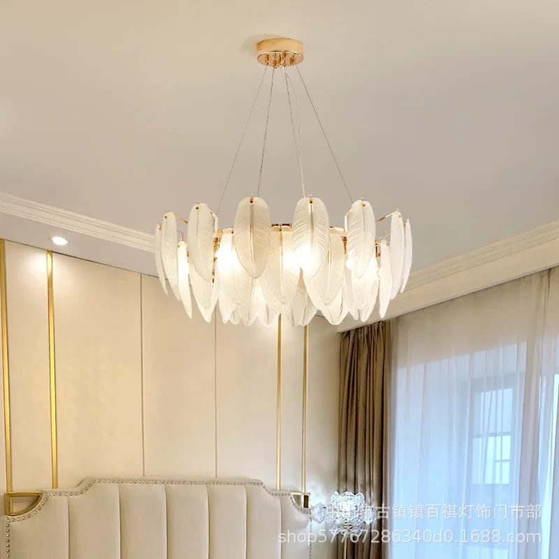 

French light luxury living room, Italian post-modern simple chandelier industrial chandelier