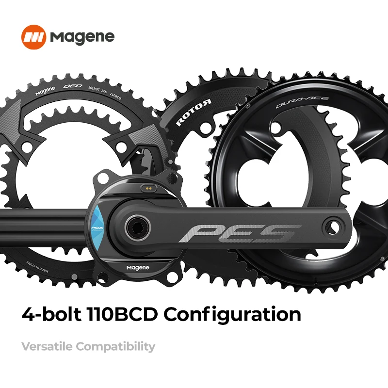 Magene PES P505 Base Power Meter 24mm Steel Spindle 110BCD 4 Bolts Crankset Chainring Compatible with SHIMANO Bottom Bracket