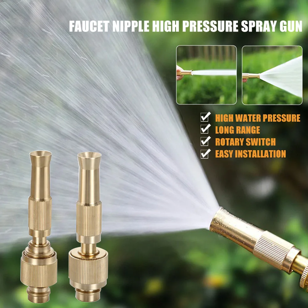 

1pc Spray Nozzle Water Gun High Pressure Hose Nozzle Or Tap Connector Adjustable Pressure Garden Sprinkler Jet Cleaning Watering