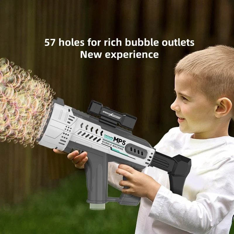 57-Hole Bubble Gun MP5 Fully Automatic Space Bubble Machine Children's Toy Bubble Machine Toy Water Gun