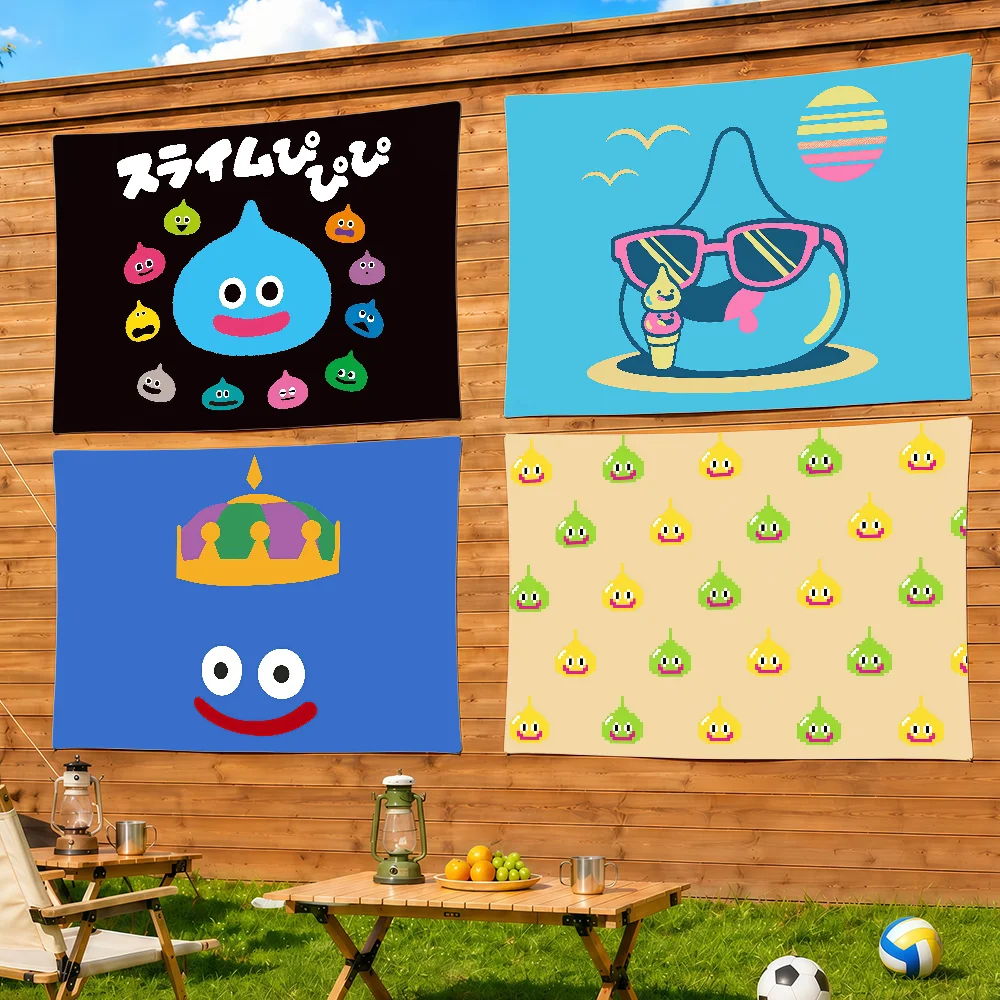 Cartoon Slime D-dragon Quest flag Decorative Home Yard & Garden Decor Banner - Indoor Outdoor Wall Hanging Flag