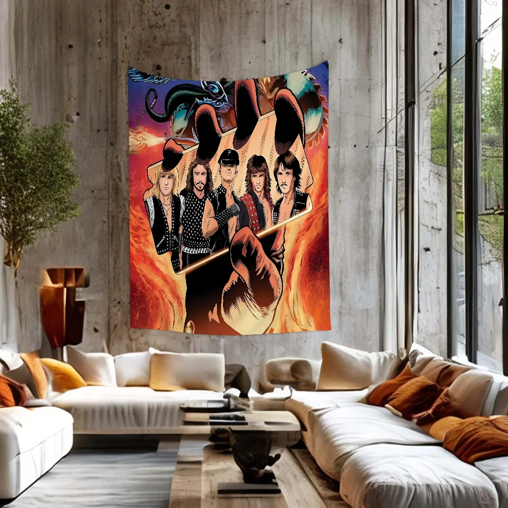 1PC Rock Band Judas Priest Invincible Tapestry Printed Large Wall Tapestry Art Science Fiction Room Home Decor Decor Blanket