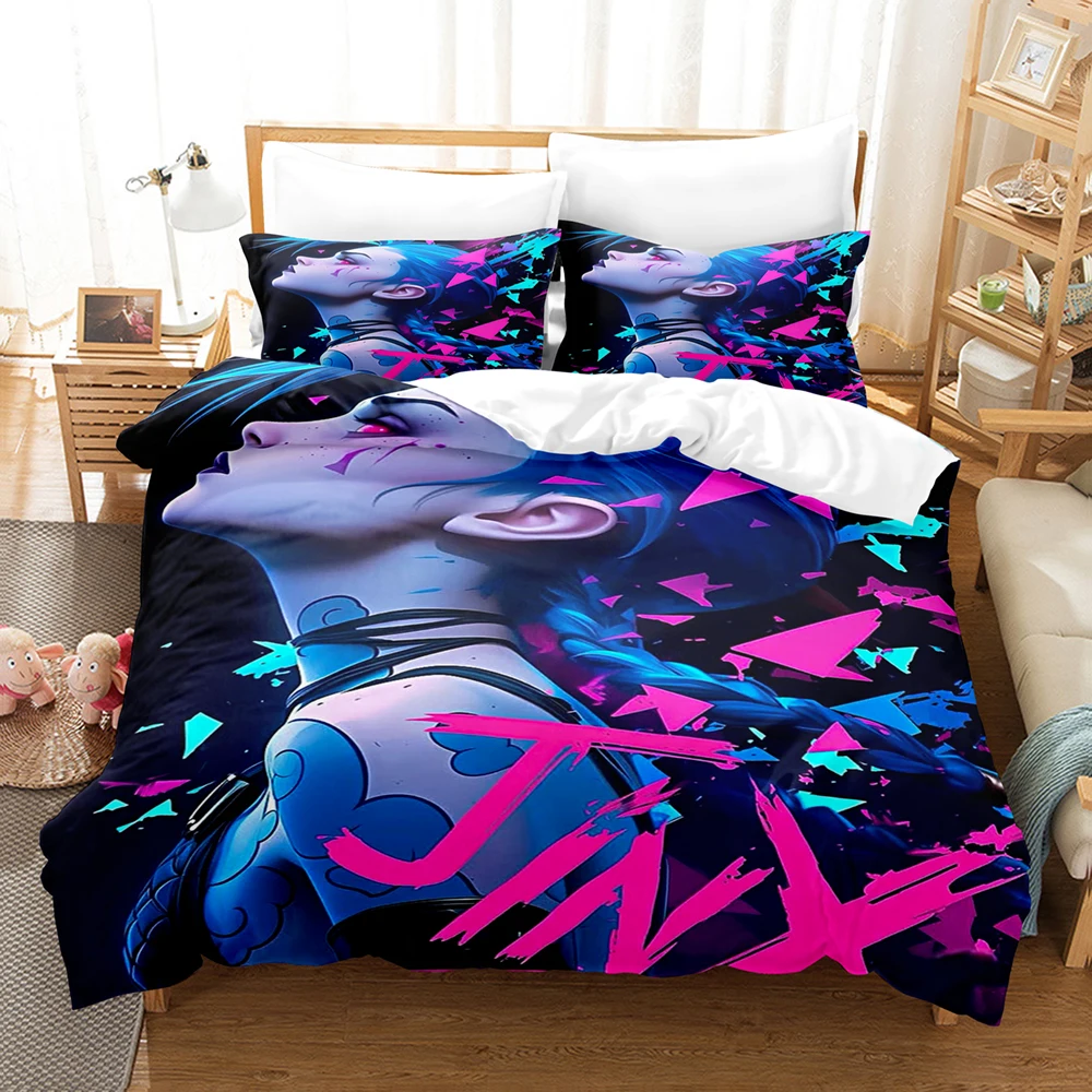 Cartoon Jinx Arcane: League of Legends Bedding Set King Twin Double Child 3 Piece Mircofiber or Polyester Duvet Cover Set