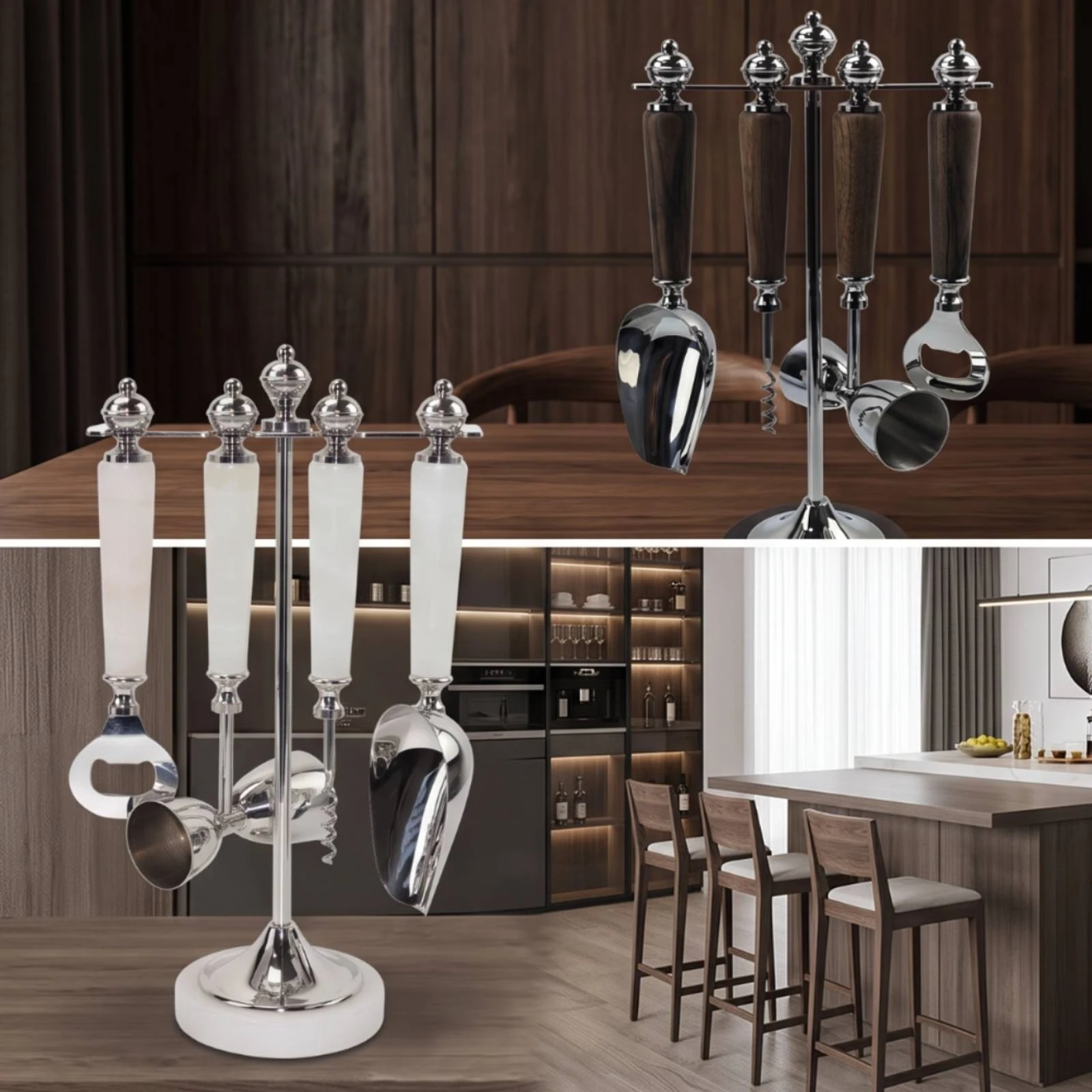 Picture 3: Bar Tool Stand with Rack Decorative Mixed-Drink Tool Display Holder Bar Accessory Organizer Space-Saving Barware Organizer