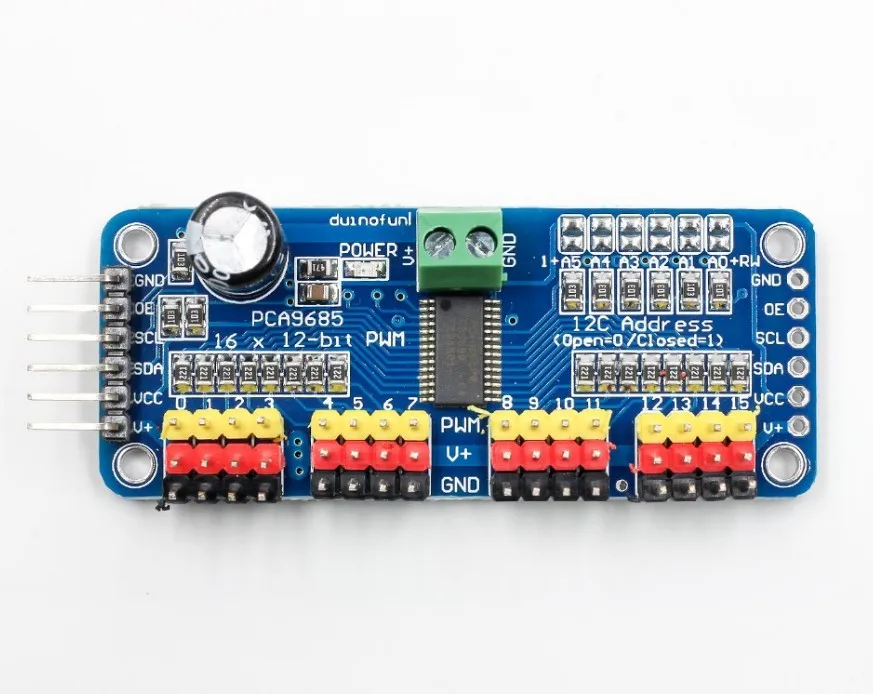 16-канальный 12-битный ШИМ/серводрайвер-интерфейс I2C Модуль PCA9685 Модуль экрана Raspberry pi Разъем сервоэкрана
