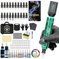 Kit de tatuaje POSEIDON V5, Kit de bolígrafo de tatuaje verde para maquillaje permanente, Kit de máquina de tatuaje, fuente de alimentación inalámbrica para tatuaje, Kit de pistola de tatuaje