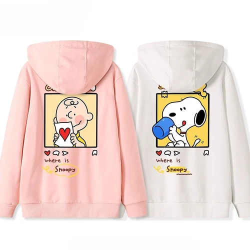 Nuevo otoño suelto Snoopy suéter con capucha pareja Ins marco Charlie Top hombres y mujeres lindo impreso versátil Top chaqueta de moda