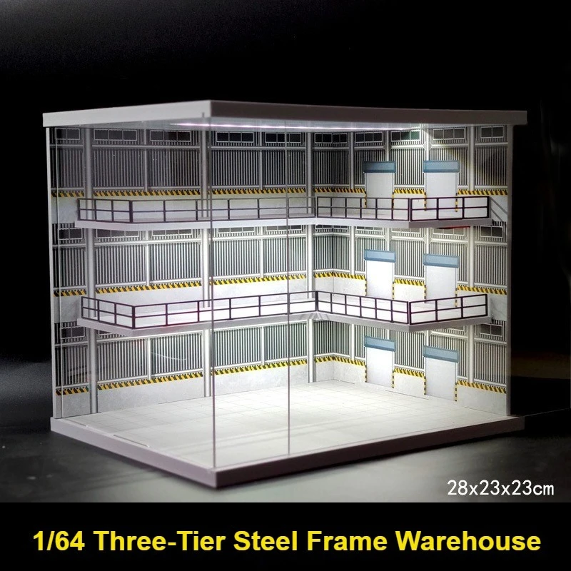 1:64 Scale Diorama 3 Tier Garage Model Car Parking Lot Display Case Model Die-cast Cars Scenes Perfect Gift