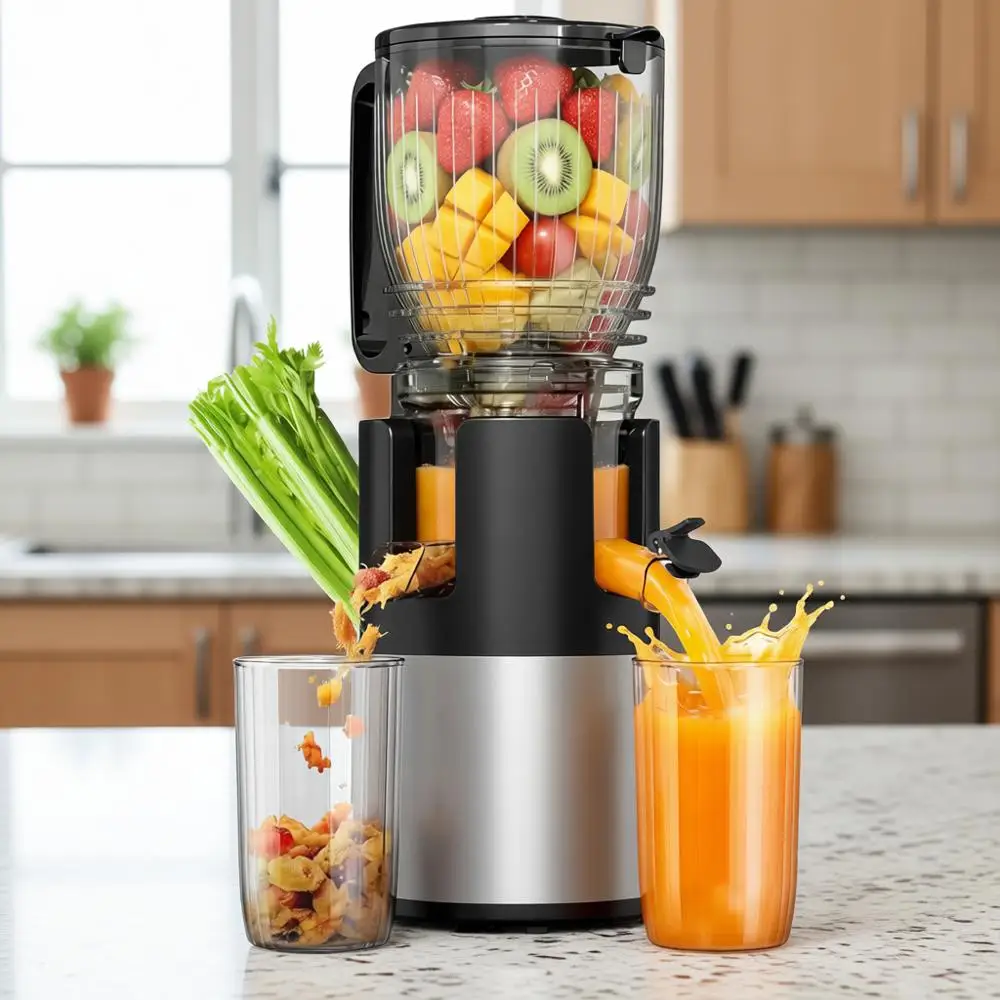 

Соковыжималка холодного отжима с широким загрузочным отверстием для целых фруктов и овощей, с функцией медленного прессования, легкоочищаемая конструкция, высокая производительность, для домашнего использования