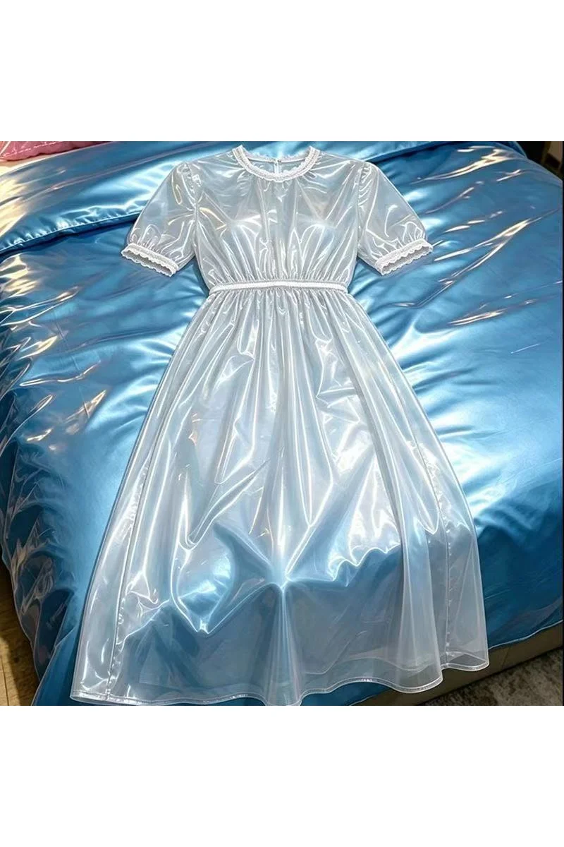 PVC-Spitzenhals Glänzendes Langes Regenkleid Durchsichtiges Design Outdoor-Regenkleidung Erwachsenen-Party-Cosplay Bühnenkostüm 2026 – Detail 12