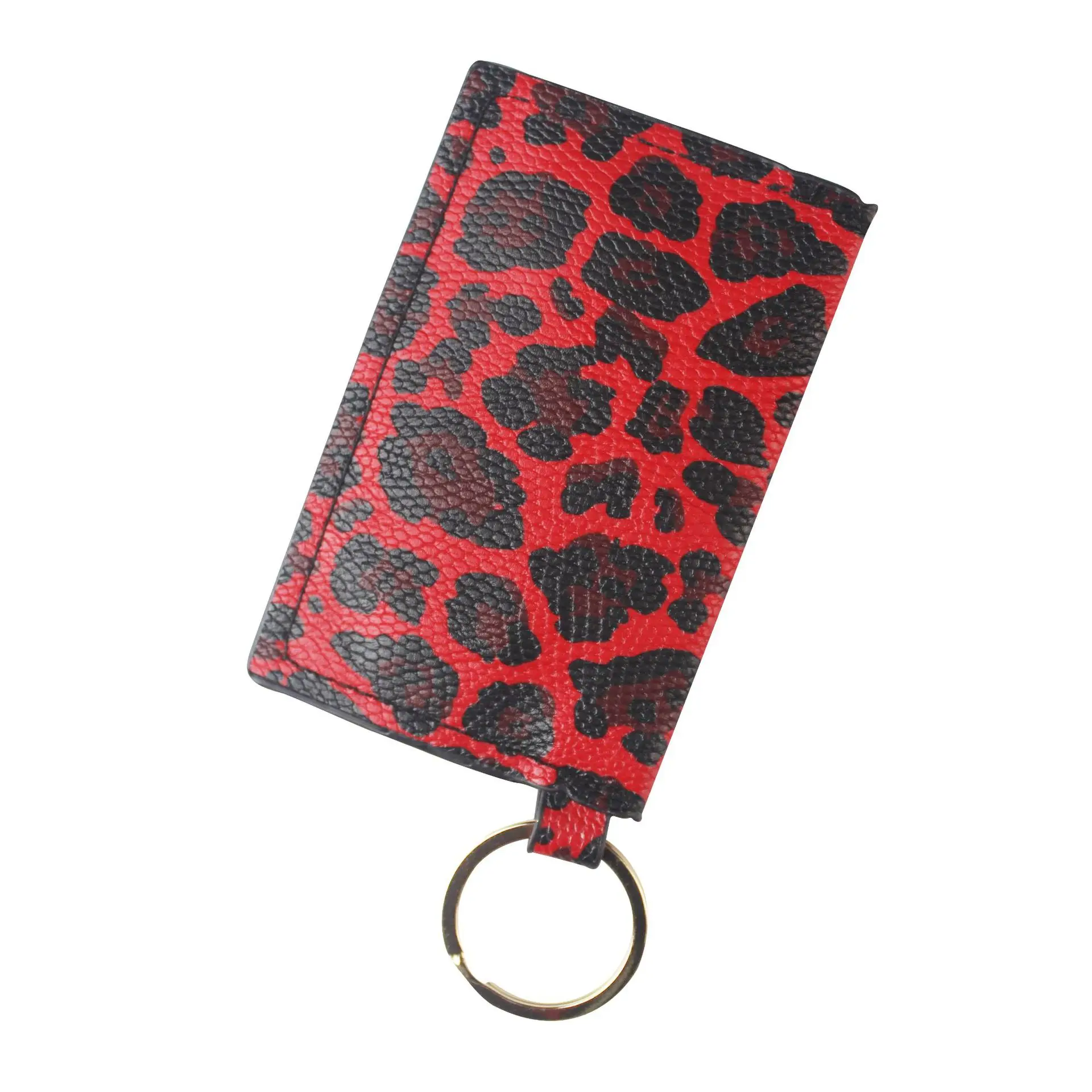 Leopard PU Leather Key Chain Bag Pendant Women's Wallet Card Handbag Certificate Bag Keychain Leopard Pendant Accessory Gifts