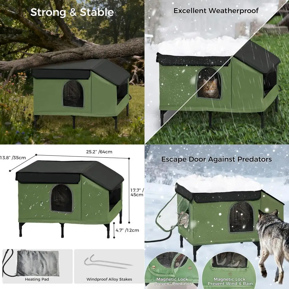 

Водонепроницаемый изолированный уличный укрытие для кошек с подогревом и спасательной дверью для зимнего выживания