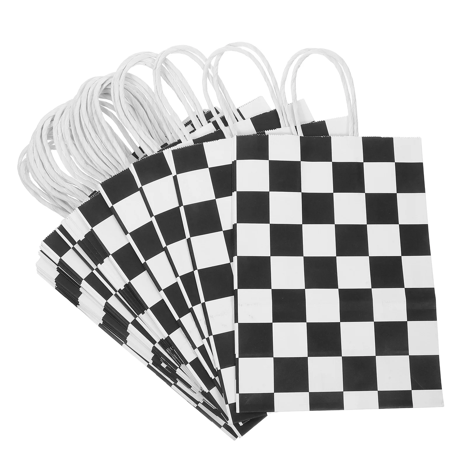 

24Pcs Checkered Paper Favor Bags Black White Racing Party Decorations Race Car Birthday Treat Bags Checkered Racing Party Favors