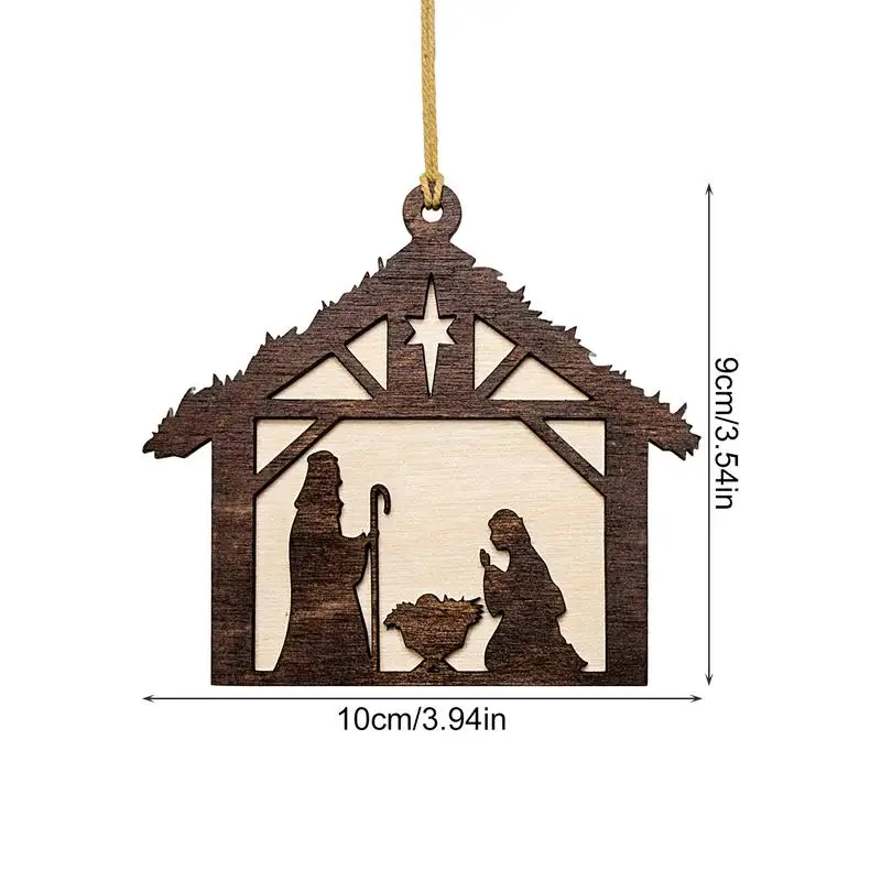 Krippe Ornamente für Weihnachts baum traditionelle Weihnachts schmuck Hausform christliche Wohnkultur ästhetische Holz