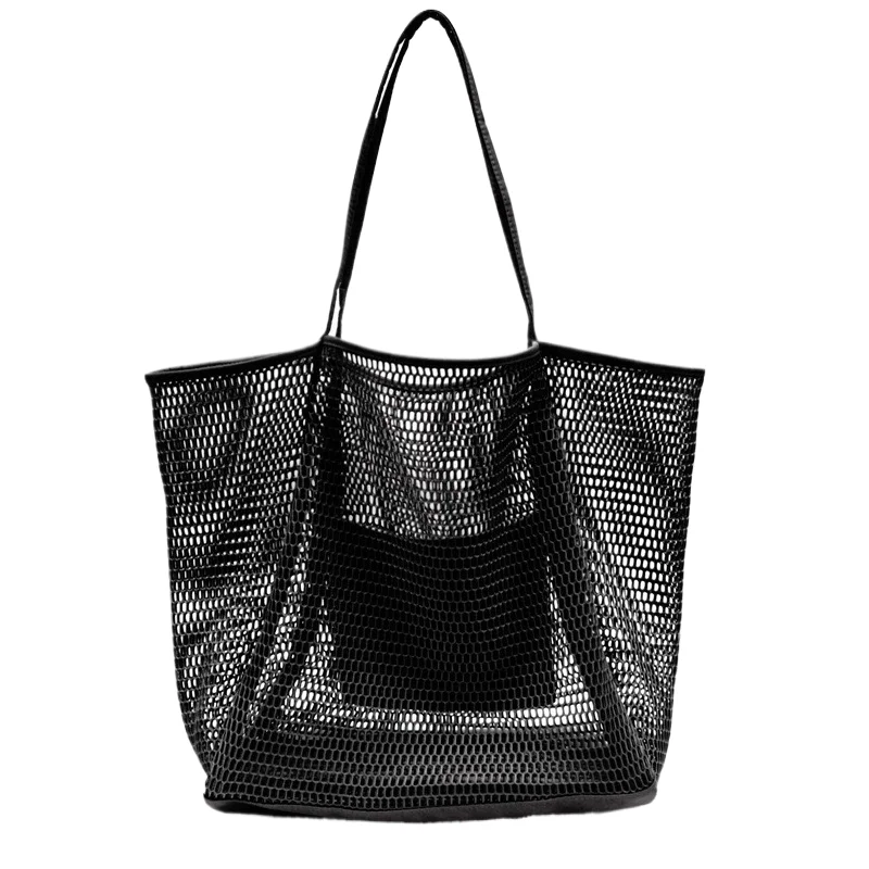 

Foldable beach bag with mesh design, large capacity, hand-held, high appearance quality, single shoulder bag, suitable for summe