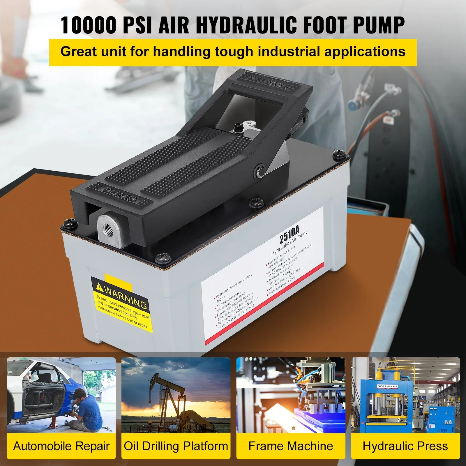Pompa idraulica ad aria 10000 PSI pompa a pedale idraulica ad aria ad alta potenza 1/2 Gal pompa idraulica ad azionamento a pedale del serbatoio
