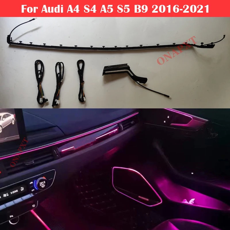 Dla Audi A4 S4 A5 S5 B9 2016-2023 Konsola środkowa Deska rozdzielcza Oświetlenie ambientowe Taśma LED Pokrywa dekoracyjna Podnoszony głośnik wysokotonowy Lampa