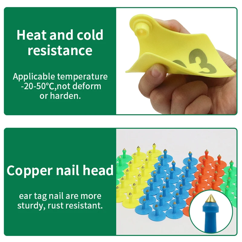 100 Buah Tanda Tag Telinga Tebal Sapi Ternak dengan Tanda Kata Anting Kepala Tembaga Kartu Identifikasi Hewan Ternak 001-100