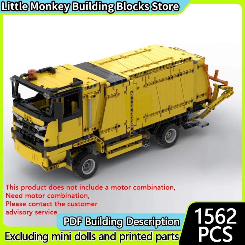 Speed Racing Car Model MOC Building Bricks Yellow Garbage Truck Modular Technology Children Holiday Gifts Assemble Toys Suit