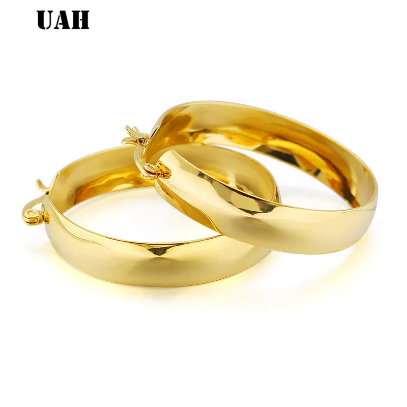 UAH Gold color circle creole earrings, Stainless Steel Big Round wives Hoop Earrings gifts for women