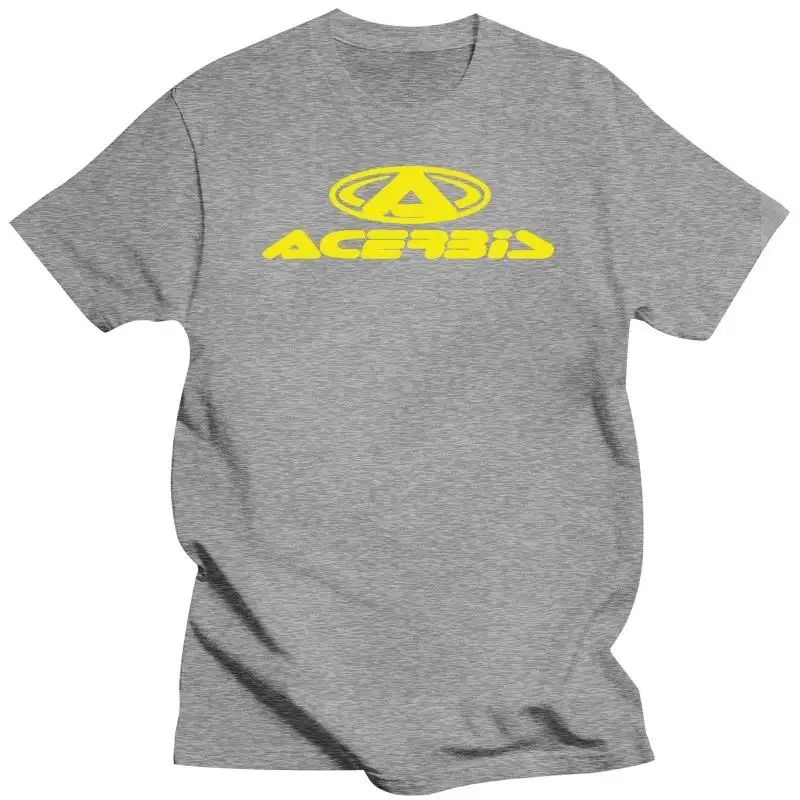 Acerbis Men's Short Sleeve T-Shirt Grey Yellow Logo Breathable Quick-Dry Casual Tee for Motorcycle Off-Road Sports Daily Wear