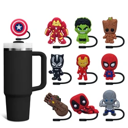 アベンジャーズのスーパーヒーローストローカバーキャップ、ストロープラグ、防滴、飲用カップ、アクセサリー、ホームパーティーギフト、ホットおもちゃ、10mm