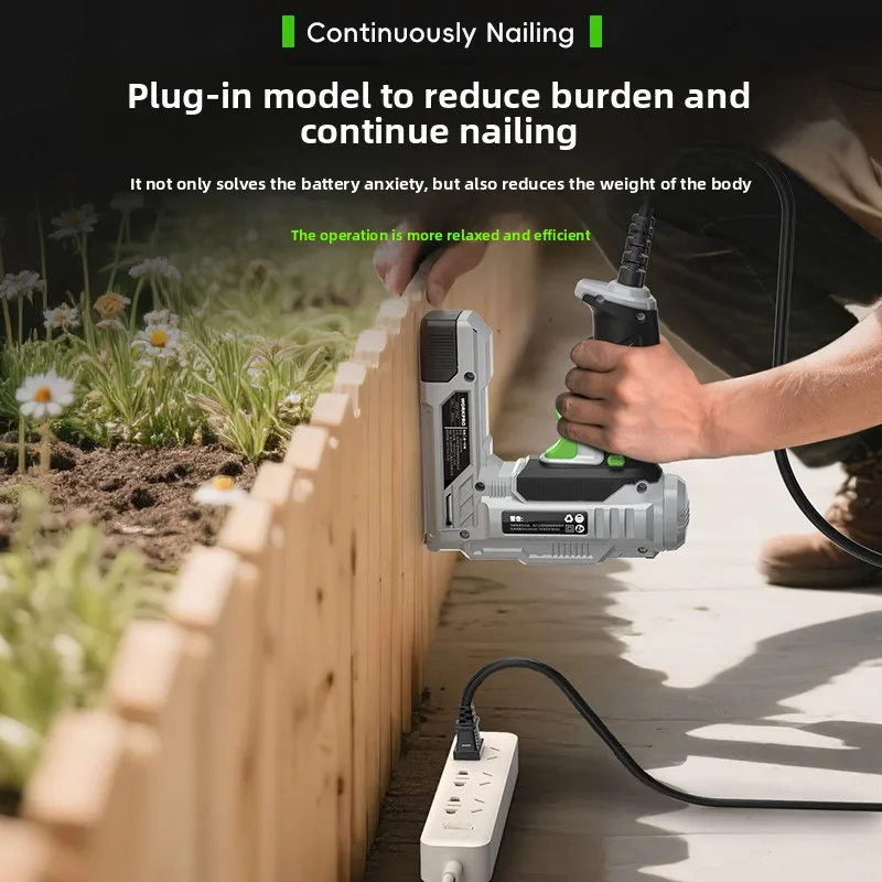 2 in 1 Electric Brad Nailer Stapler Dual Use Lithium Battery Powered for Home Woodworking Projects