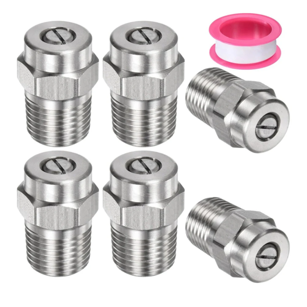 Pressure washer cleaning nozzle kit 7piece stainless steel with 40 degree fan spray and multiple aperture sizes for cleaning