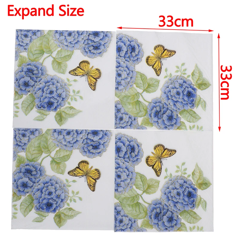 20Pcs/Set Creative Flower Printed Napkins Paper Toilet Bath Party Table Supplies Wedding Decor Paper Tissue