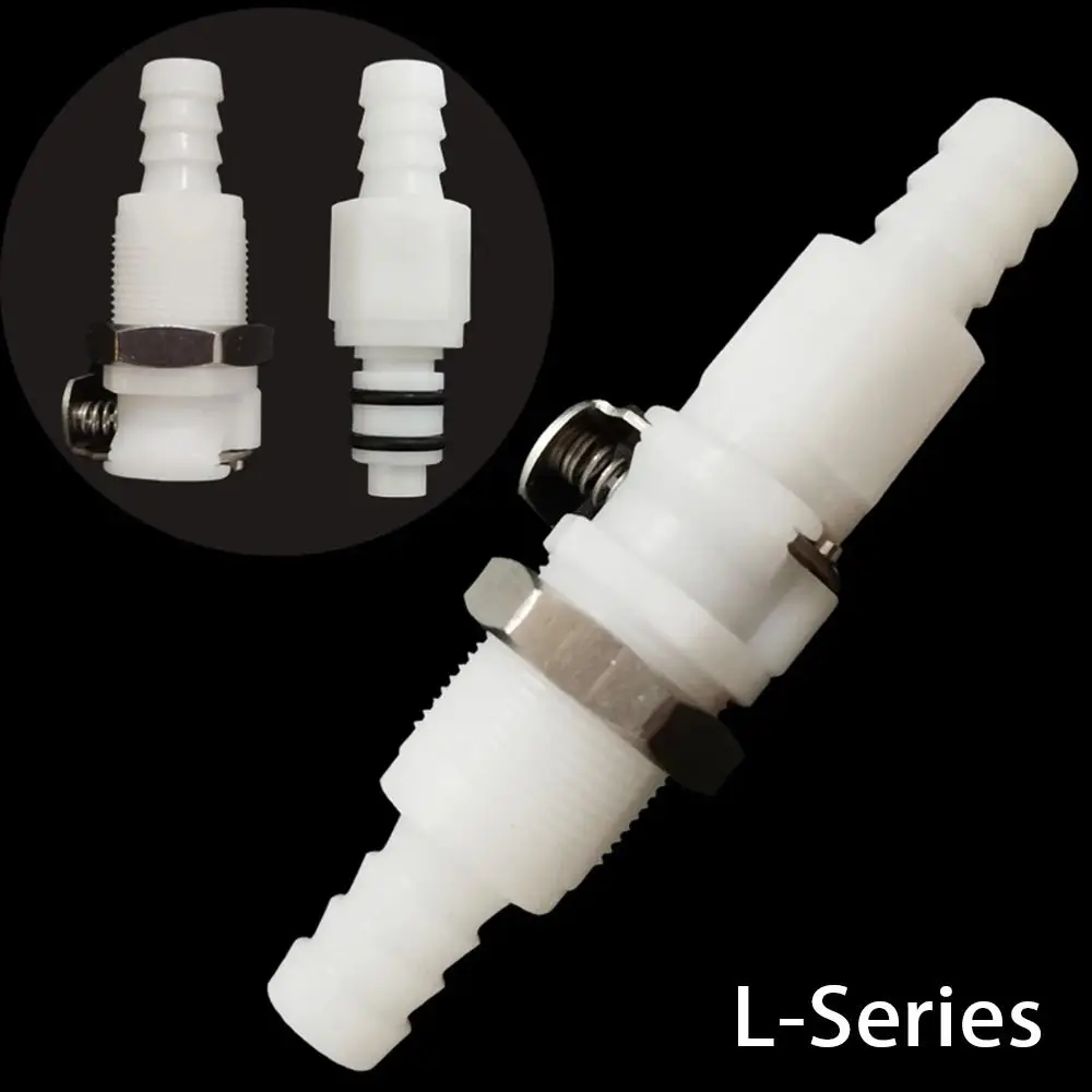 

1Pc 5/16 3/8 Hose Joint Male Female Hose Barb Valved L-Series Quick Coupler Disconnect Fitting Coupling For Hose Pipe Tube