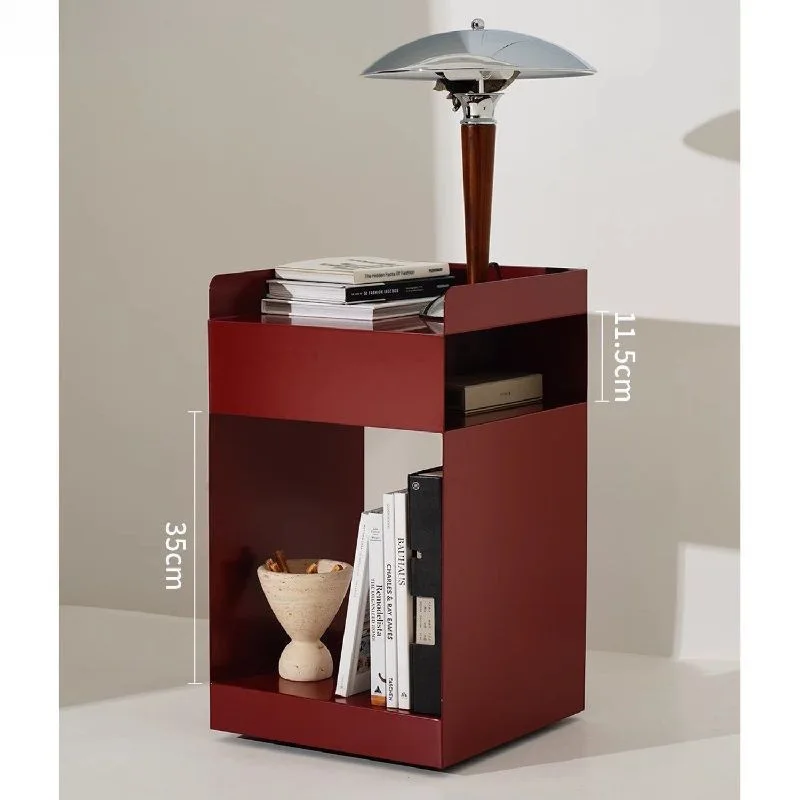 Nordic Modern Iron Side Table, Minimalist Nightstand with Storage for Bedroom Living Room, Mobile Corner Shelf