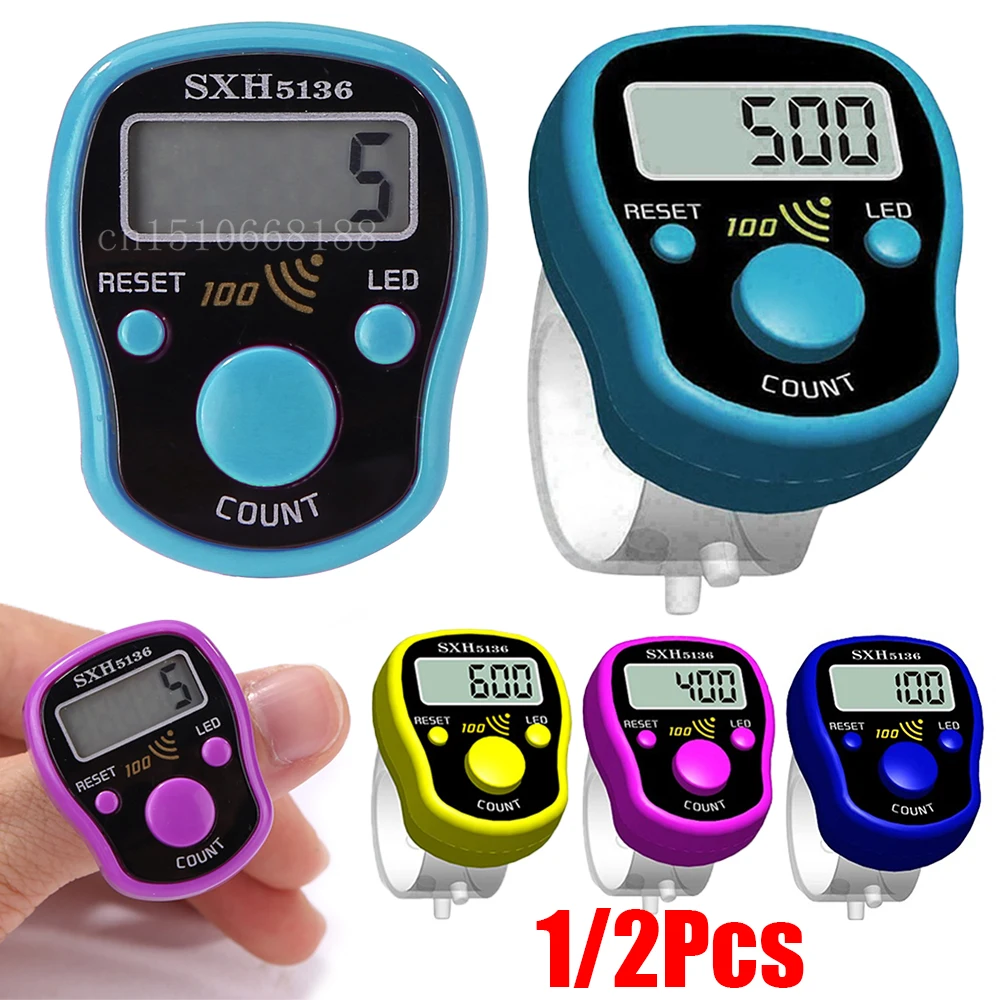 1/2Pcs Finger Counter LCD Electric Digital Display Light Tally Counter Stitch Marker Sewing Knitting Weave Buddha Pray Soccer