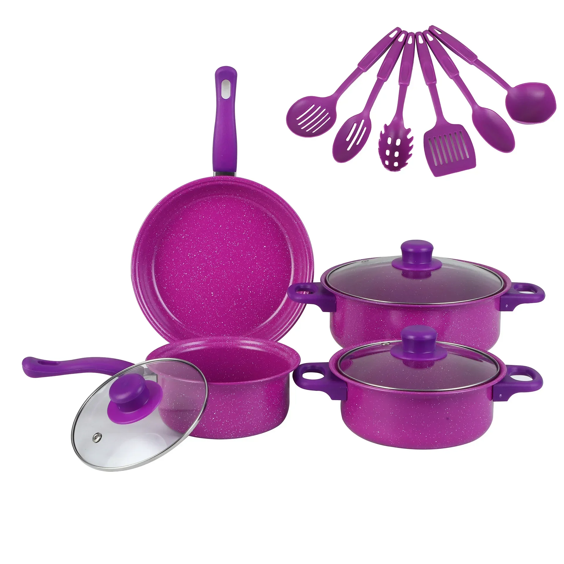 

13 Piece Non Stick Cookware Set,including Frying Pan,frying Pan,and Clay Pot -home Induction Cooker and Safe Colored Kitchen Pot