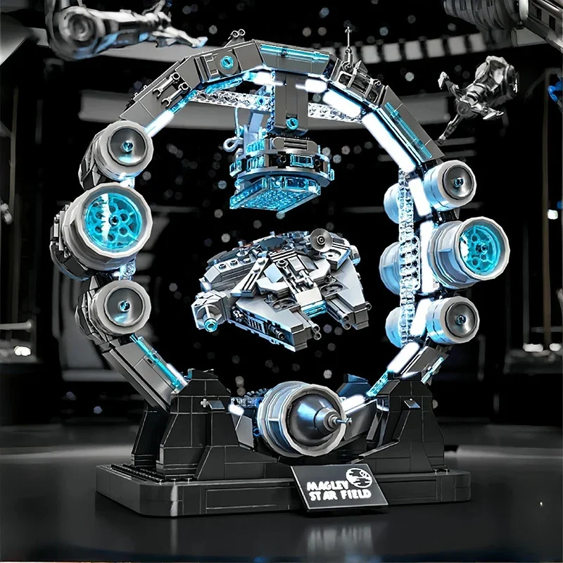 1196PCS MOC Technical Maglev Falcon Spaceship Building Blocks Magnetic Suspension Space War Spacecraft Bricks Toys Gifts