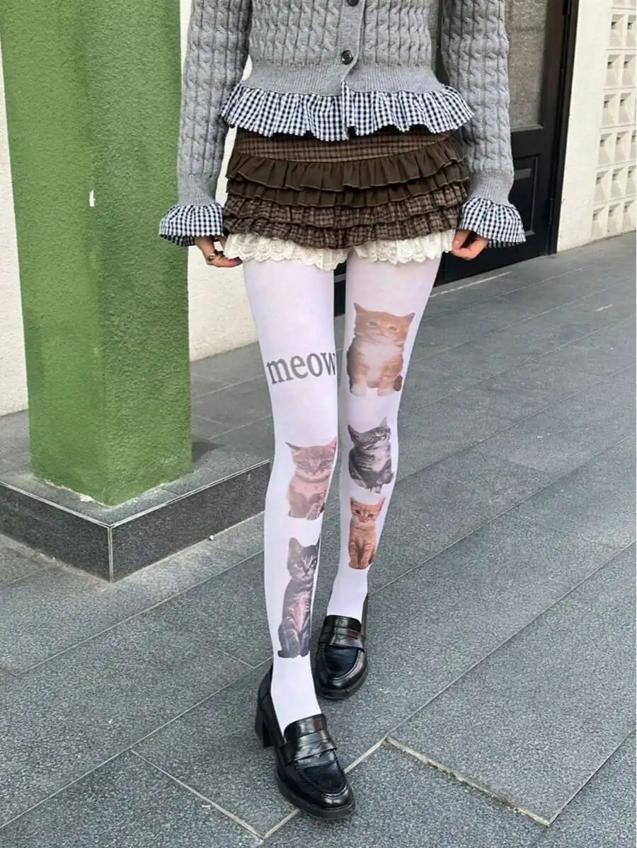 1 Pair Women's Cat Print Pantyhose, Cute And Adorable, A Must-Have For Cat Lovers, Perfect For Festivals, Dates, Daily Outings And Parties - Image 3